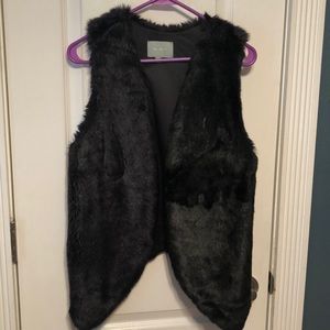 Black faux fur vest